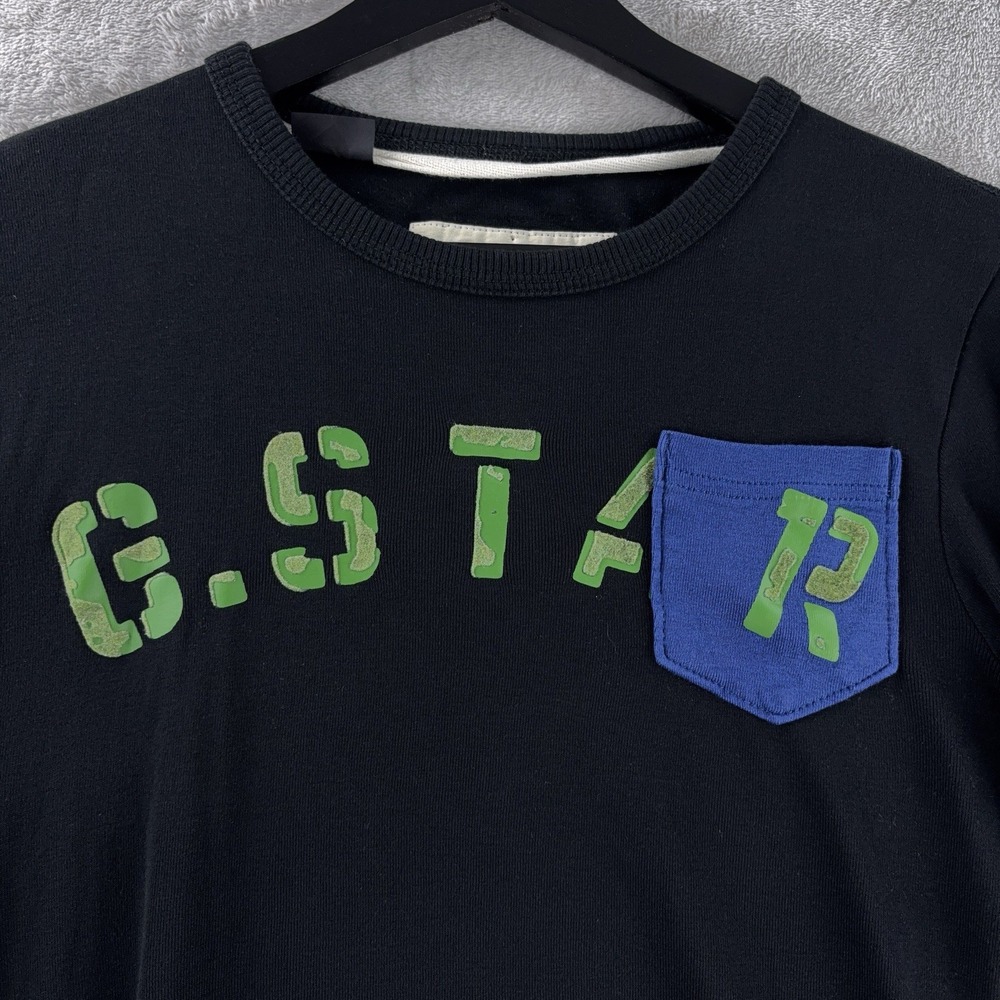 G-Star Raw Long Sleeve Shirt Mens Size Small‎ Black Logo Pocket